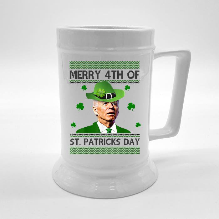 Merry 4th Of St Patrick's Day Funny Joe Biden Front & Back Beer Stein