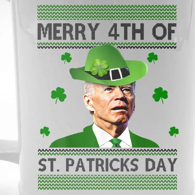 Merry 4th Of St Patrick's Day Funny Joe Biden Front & Back Beer Stein