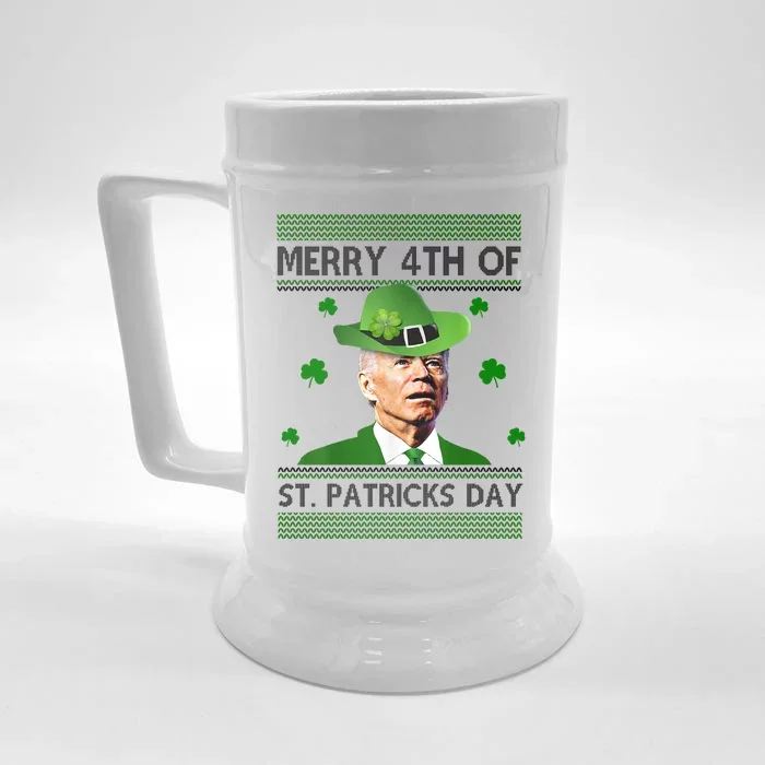 Merry 4th Of St Patrick's Day Funny Joe Biden Front & Back Beer Stein