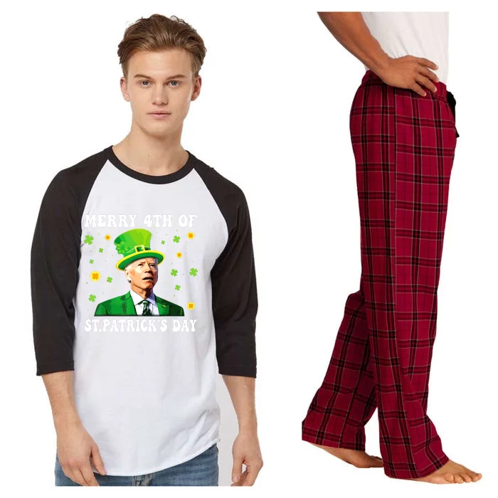 Merry 4th Of St Patricks Day Groovy Joe Biden Confused Raglan Sleeve Pajama Set