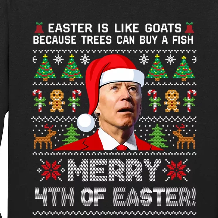 Merry 4th Of Easter Funny Biden Ugly Christmas Sweater Hoodie Tall Long Sleeve T-Shirt