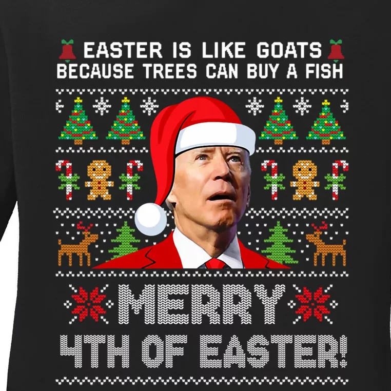 Merry 4th Of Easter Funny Biden Ugly Christmas Sweater Hoodie Ladies Long Sleeve Shirt