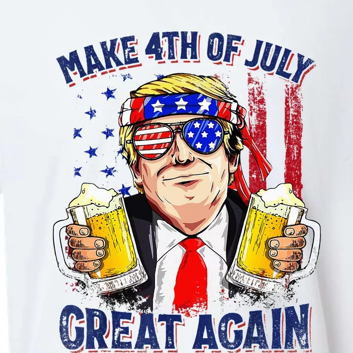 Make 4th Of July Great Again Trump Drinking Beer Sueded Cloud Jersey T-Shirt