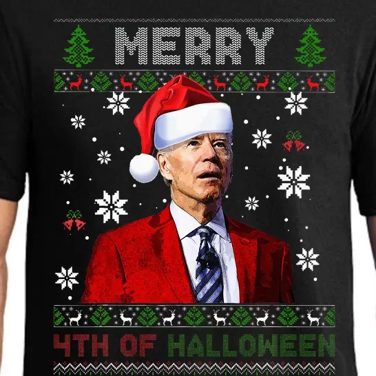 Merry 4th Of Halloween Funny Biden Ugly Christmas Sweater Pajama Set