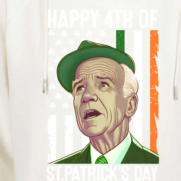 Merry 4th Of St PatrickS Day Joe Biden Leprechaun Hat Gift Womens Funnel Neck Pullover Hood