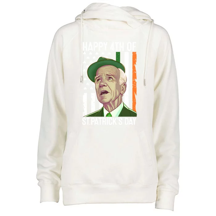 Merry 4th Of St PatrickS Day Joe Biden Leprechaun Hat Gift Womens Funnel Neck Pullover Hood