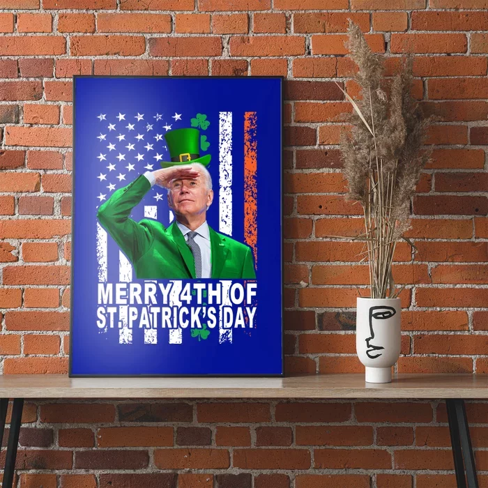 Merry 4th Of St PatrickS Day Joe Biden Leprechaun Hat Gift Poster