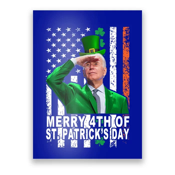 Merry 4th Of St PatrickS Day Joe Biden Leprechaun Hat Gift Poster