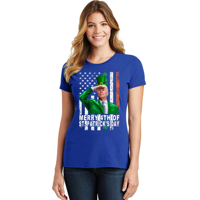 Merry 4th Of St PatrickS Day Joe Biden Leprechaun Hat Gift Women's T-Shirt