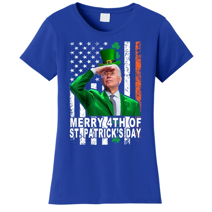 Merry 4th Of St PatrickS Day Joe Biden Leprechaun Hat Gift Women's T-Shirt