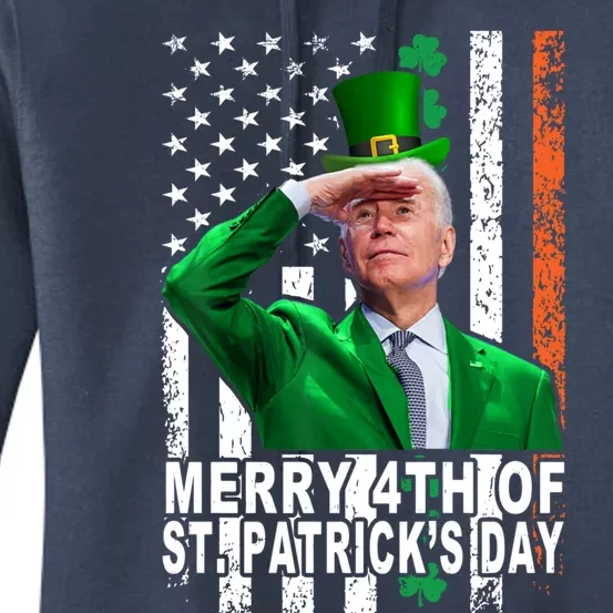 Merry 4th Of St PatrickS Day Joe Biden Leprechaun Hat Gift Women's Pullover Hoodie