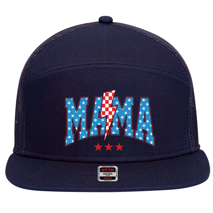 Mama 4th Of July Usa Festive 7 Panel Mesh Trucker Snapback Hat