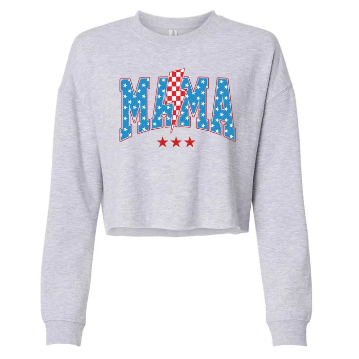 Mama 4th Of July Usa Festive Cropped Pullover Crew