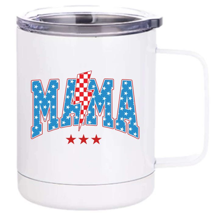 Mama 4th Of July Usa Festive Front & Back 12oz Stainless Steel Tumbler Cup