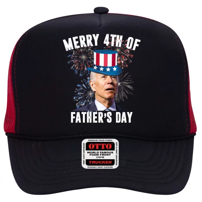 Merry 4th Of Father's Day Joe Biden Funny Gift For Dad High Crown Mesh Trucker Hat