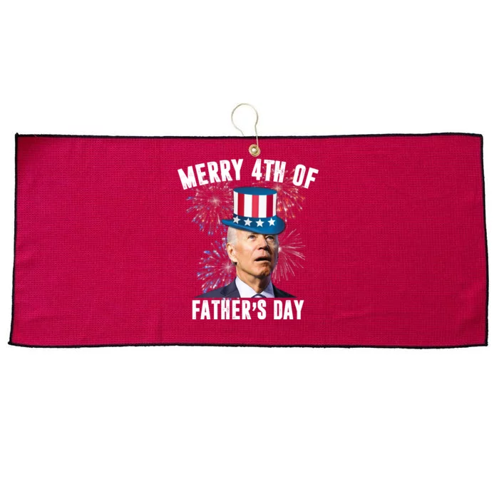 Merry 4th Of Father's Day Joe Biden Funny Gift For Dad Large Microfiber Waffle Golf Towel