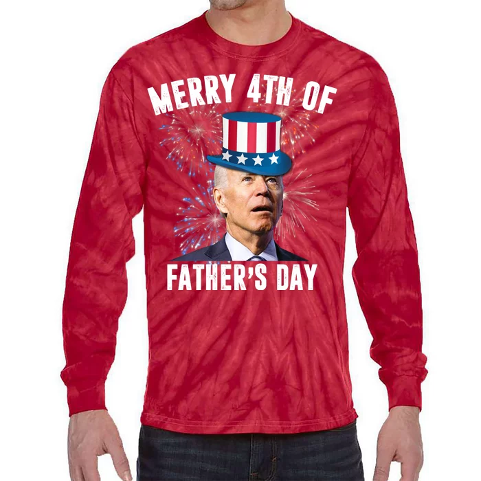 Merry 4th Of Father's Day Joe Biden Funny Gift For Dad Tie-Dye Long Sleeve Shirt