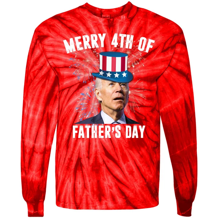 Merry 4th Of Father's Day Joe Biden Funny Gift For Dad Tie-Dye Long Sleeve Shirt