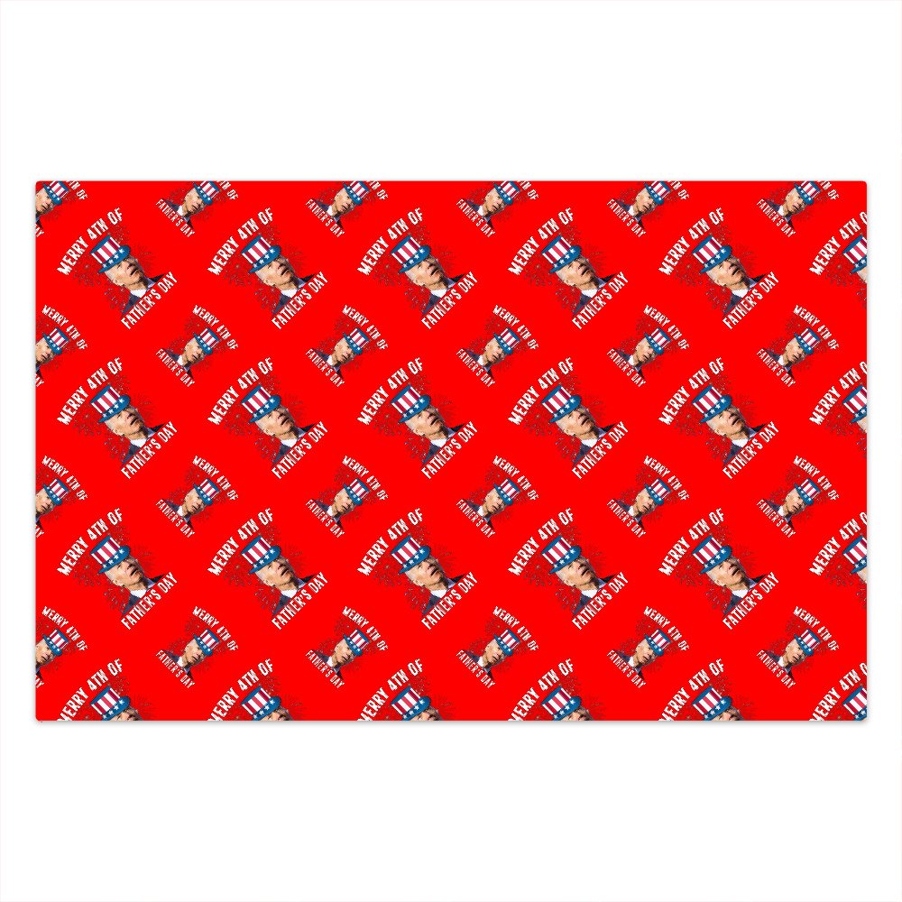 Custom Face Christmas Wrapping Paper Roll with Red Christmas Hat