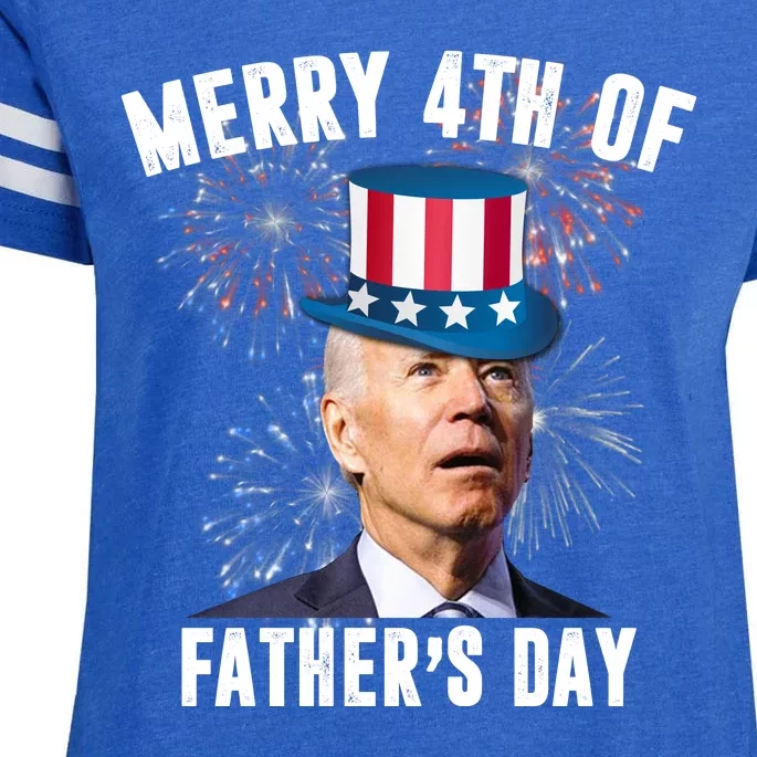 Merry 4th Of Father's Day Joe Biden Funny Gift For Dad Enza Ladies Jersey Football T-Shirt