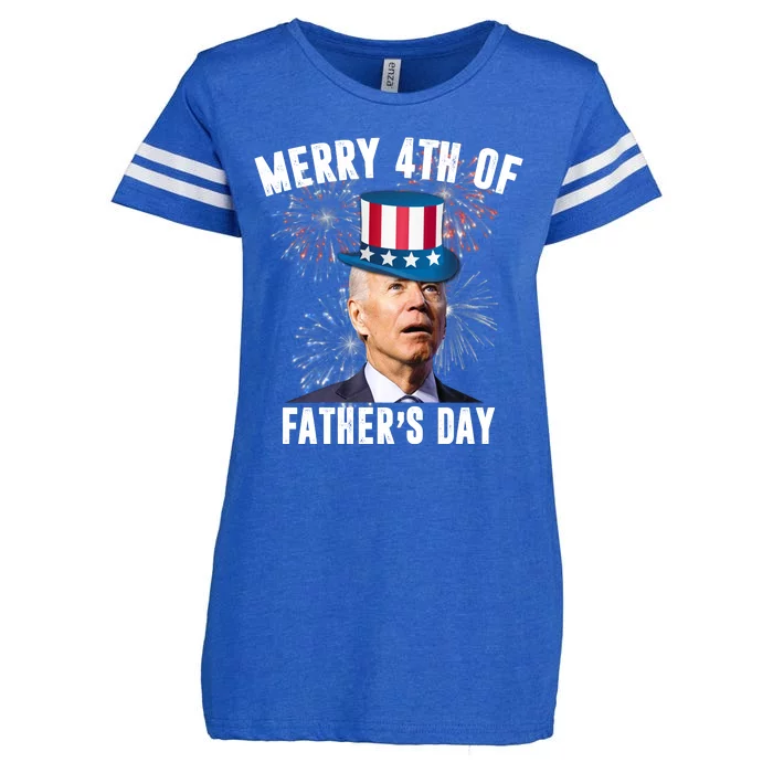 Merry 4th Of Father's Day Joe Biden Funny Gift For Dad Enza Ladies Jersey Football T-Shirt