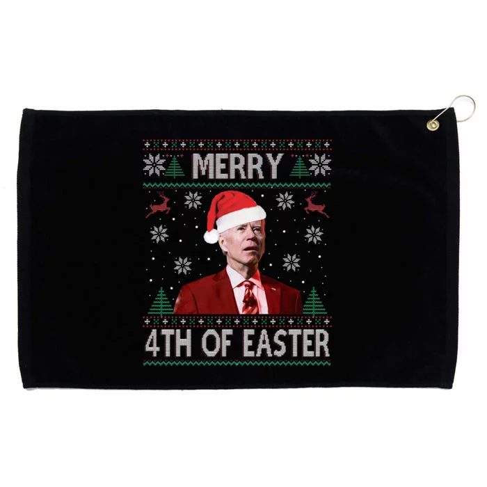 Merry 4th Of Easter Funny Joe Biden Christmas Ugly Sweater Grommeted Golf Towel