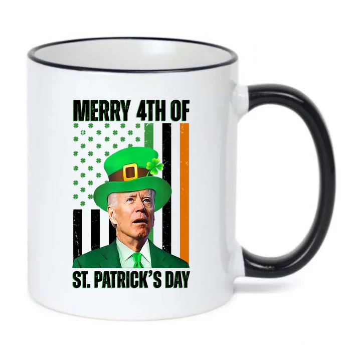 Merry 4th Of St Patricks Day Joe Biden Funny Holiday Black Color Changing Mug