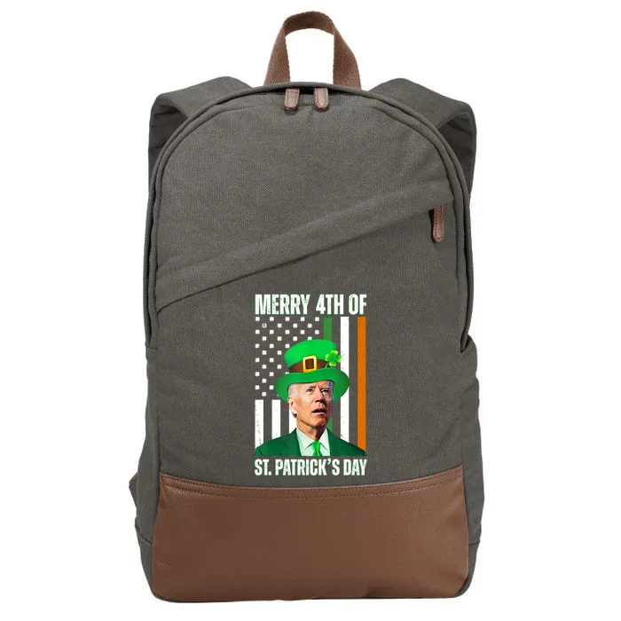 Merry 4th Of St Patricks Day Joe Biden Funny Holiday Cotton Canvas Backpack