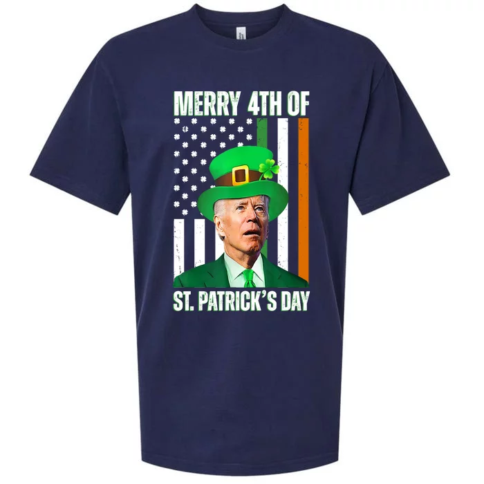 Merry 4th Of St Patricks Day Joe Biden Funny Holiday Sueded Cloud Jersey T-Shirt