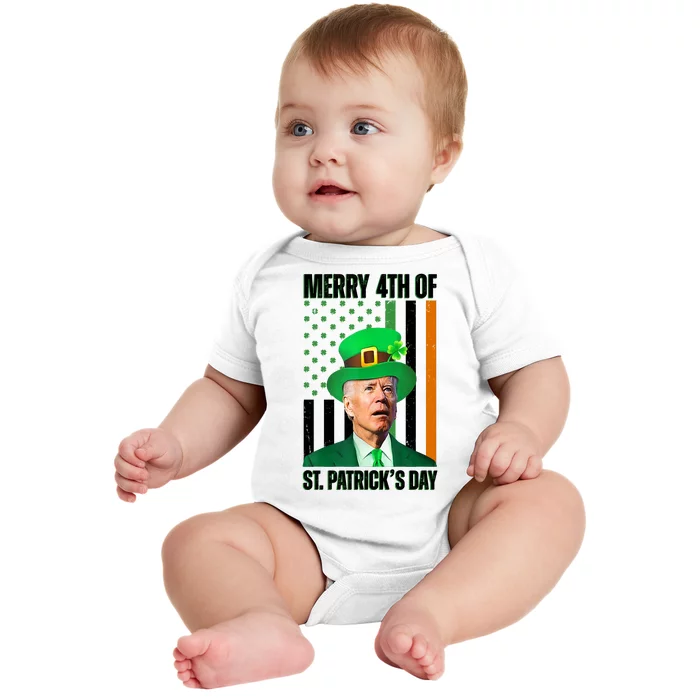 Merry 4th Of St Patricks Day Joe Biden Funny Holiday Baby Bodysuit