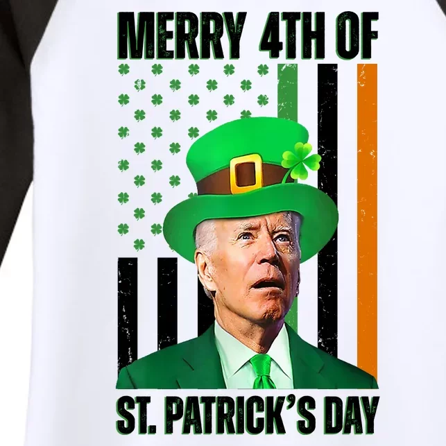 Merry 4th Of St Patricks Day Joe Biden Funny Holiday Women's Tri-Blend 3/4-Sleeve Raglan Shirt