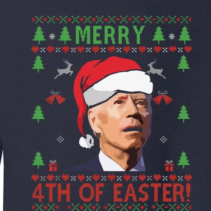 Merry 4th Of Easter Funny Joe Biden Christmas Toddler Sweatshirt