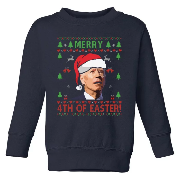 Merry 4th Of Easter Funny Joe Biden Christmas Toddler Sweatshirt