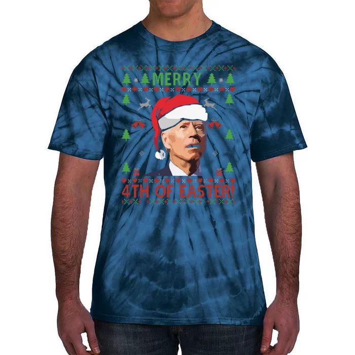 Merry 4th Of Easter Funny Joe Biden Christmas Tie-Dye T-Shirt