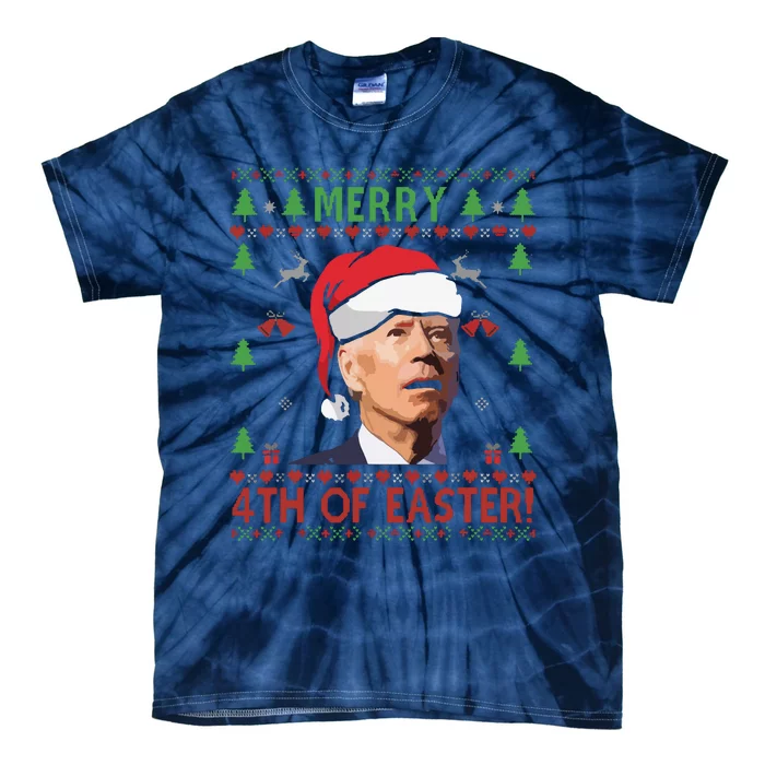 Merry 4th Of Easter Funny Joe Biden Christmas Tie-Dye T-Shirt