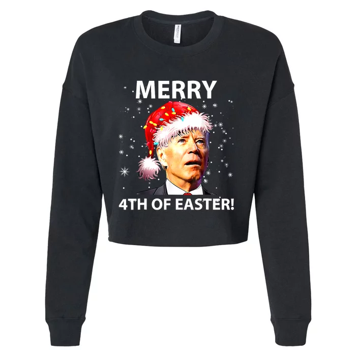 Merry 4th Of Easter Funny Joe Biden Christmas Ugly Sweater Cropped Pullover Crew