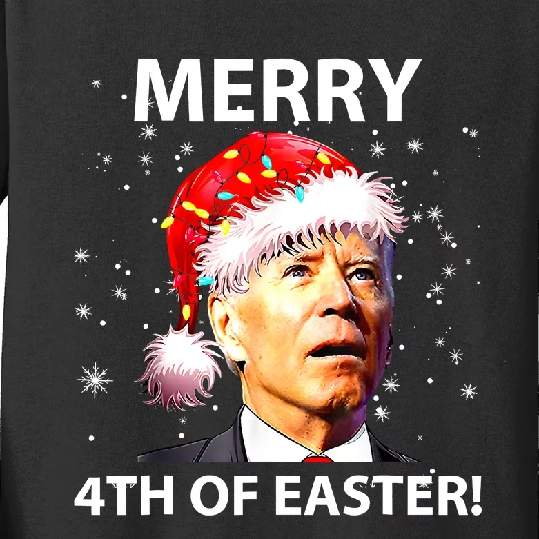 Merry 4th Of Easter Funny Joe Biden Christmas Ugly Sweater Kids Long Sleeve Shirt