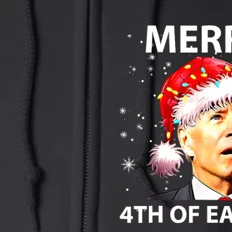 Merry 4th Of Easter Funny Joe Biden Christmas Ugly Sweater Full Zip Hoodie