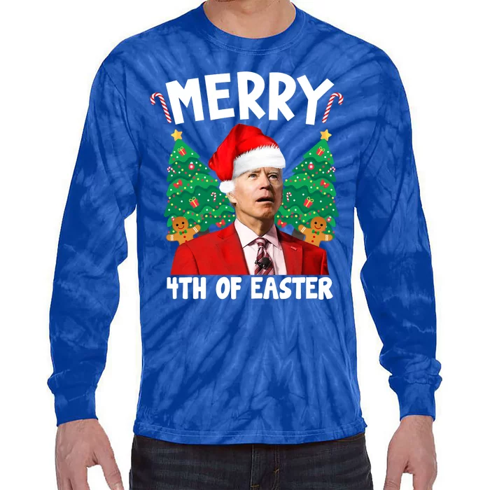 Merry 4th Of Easter Funny Joe Biden Holiday Tie-Dye Long Sleeve Shirt