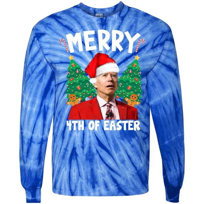 Merry 4th Of Easter Funny Joe Biden Holiday Tie-Dye Long Sleeve Shirt