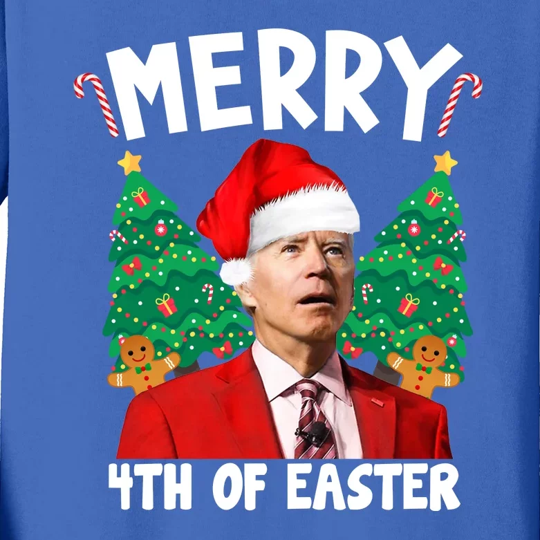 Merry 4th Of Easter Funny Joe Biden Holiday Kids Long Sleeve Shirt