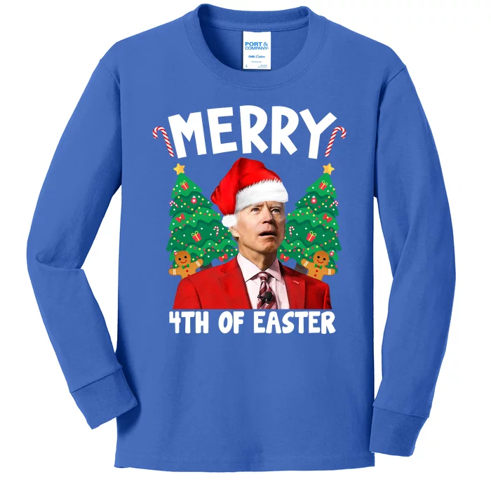 Merry 4th Of Easter Funny Joe Biden Holiday Kids Long Sleeve Shirt