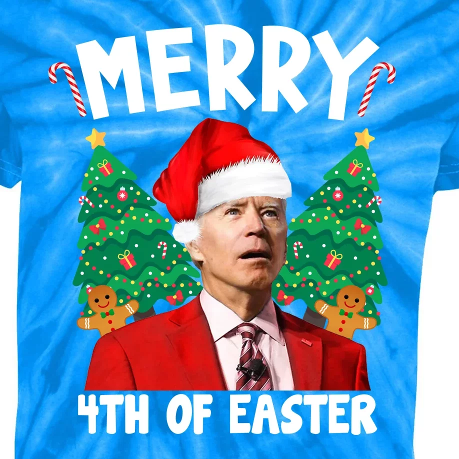 Merry 4th Of Easter Funny Joe Biden Holiday Kids Tie-Dye T-Shirt