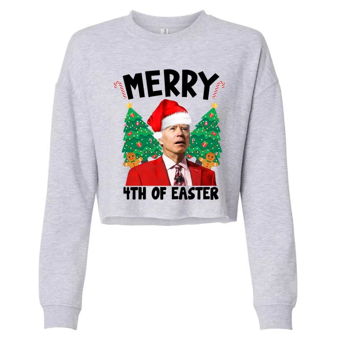 Merry 4th Of Easter Funny Joe Biden Holiday Cropped Pullover Crew