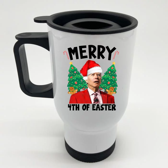 Merry 4th Of Easter Funny Joe Biden Holiday Front & Back Stainless Steel Travel Mug