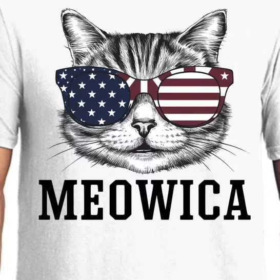 Meowica 4th Of July Cat American Flag Usa Dad Mom Pajama Set