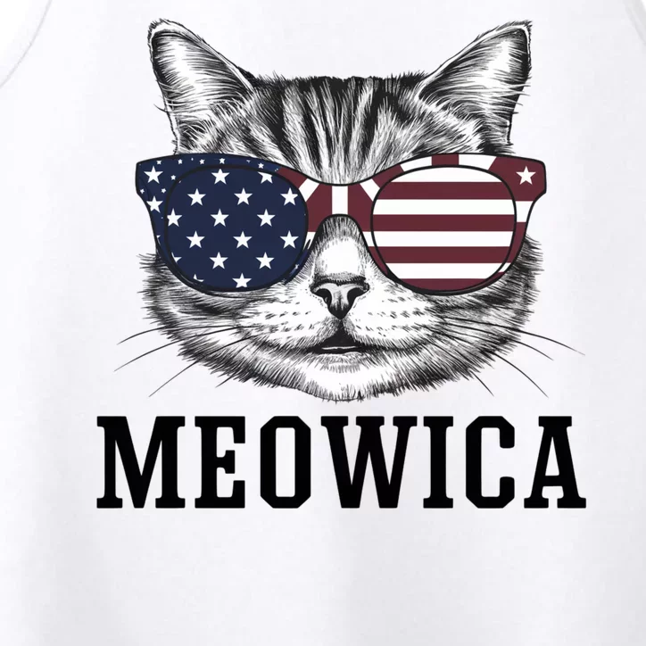 Meowica 4th Of July Cat American Flag Usa Dad Mom Performance Tank