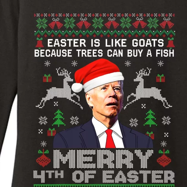 Merry 4th Of Easter Funny Biden Ugly Christmas Sweater Womens CVC Long Sleeve Shirt