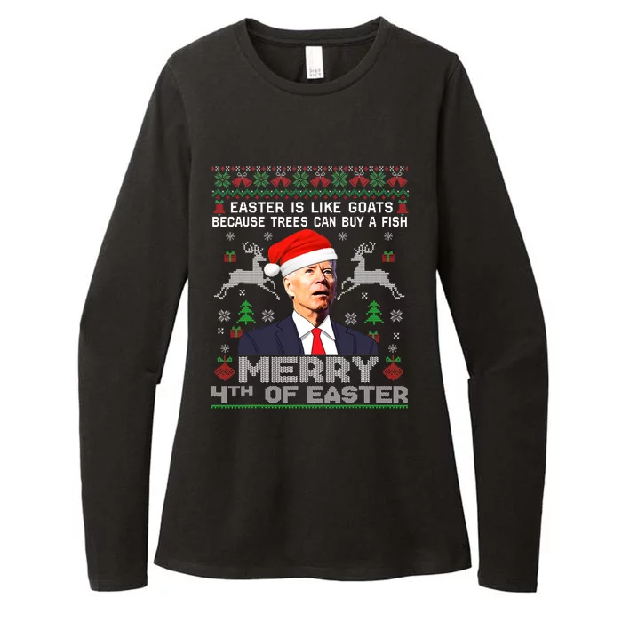 Merry 4th Of Easter Funny Biden Ugly Christmas Sweater Womens CVC Long Sleeve Shirt