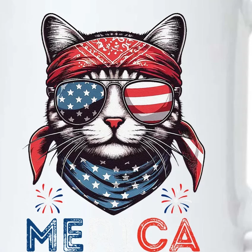 Merica 4th Of July Patriotic Cat Usa Flag Independence Funny Black Color Changing Mug